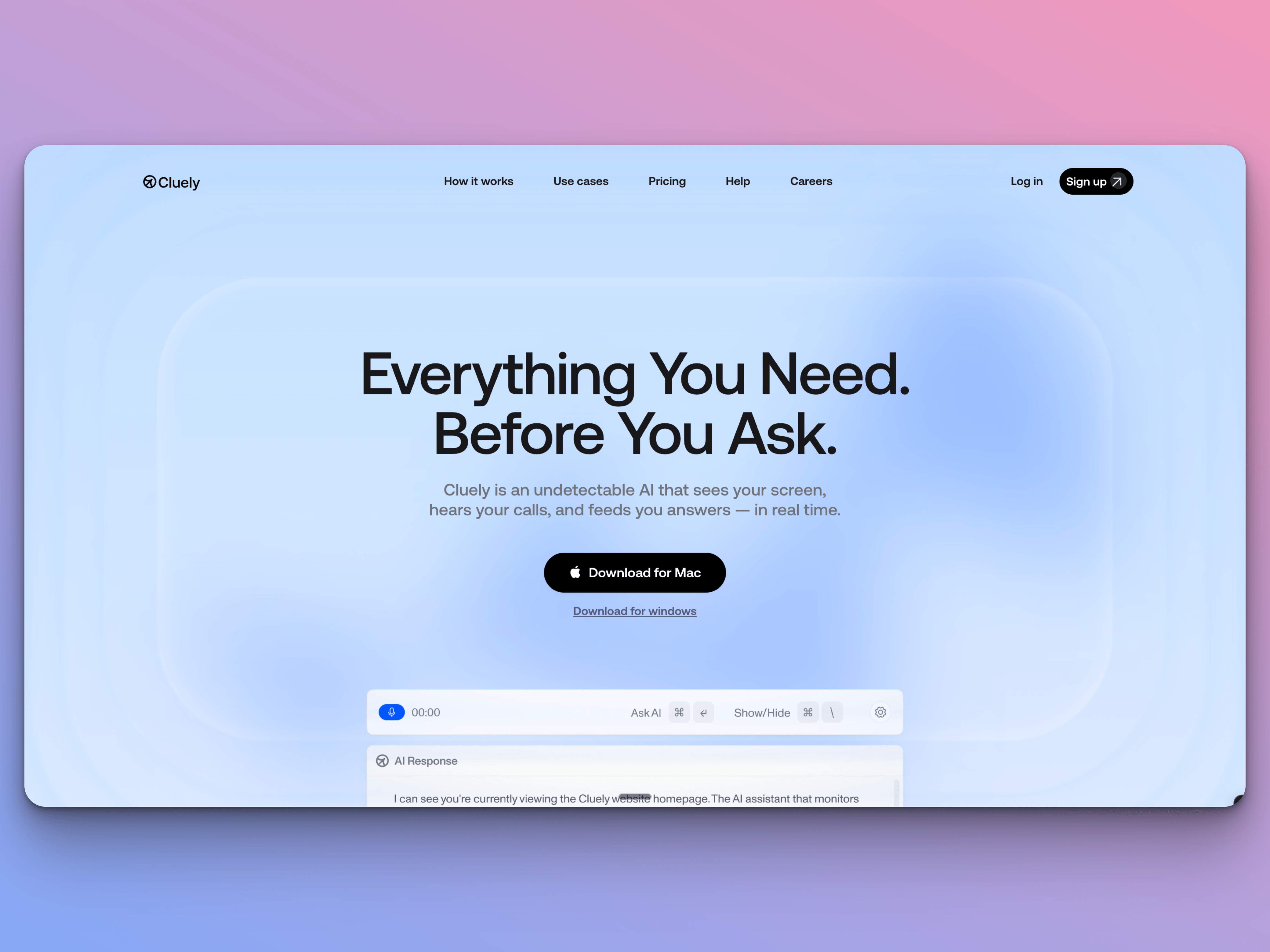 Cluely - $250K+/month App Screenshot
